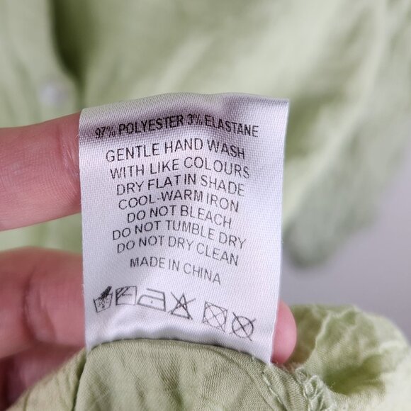 White Fox Oversized Crinkled Button Up Blouse Shirt Light Green sz S/M - Picture 8 of 8